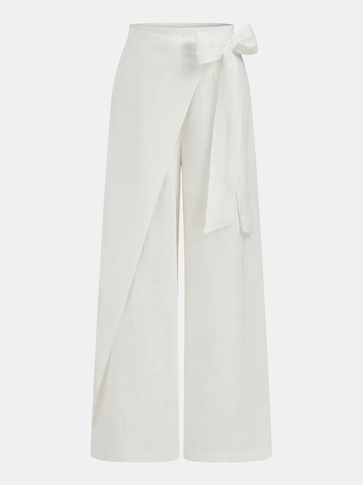 Bow Tie Wrap Linen Wide Leg Pants sold by COMMENSE