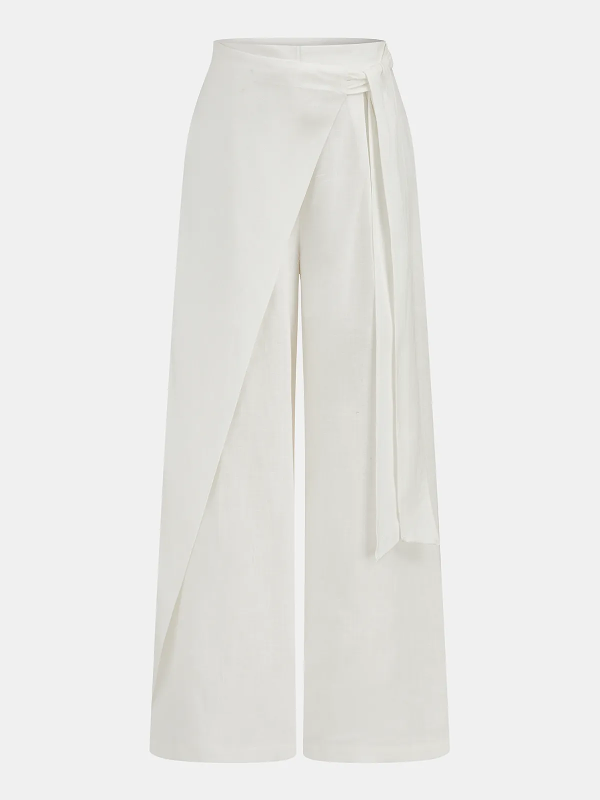 Bow Tie Wrap Linen Wide Leg Pants sold by COMMENSE product image thumbnail 2
