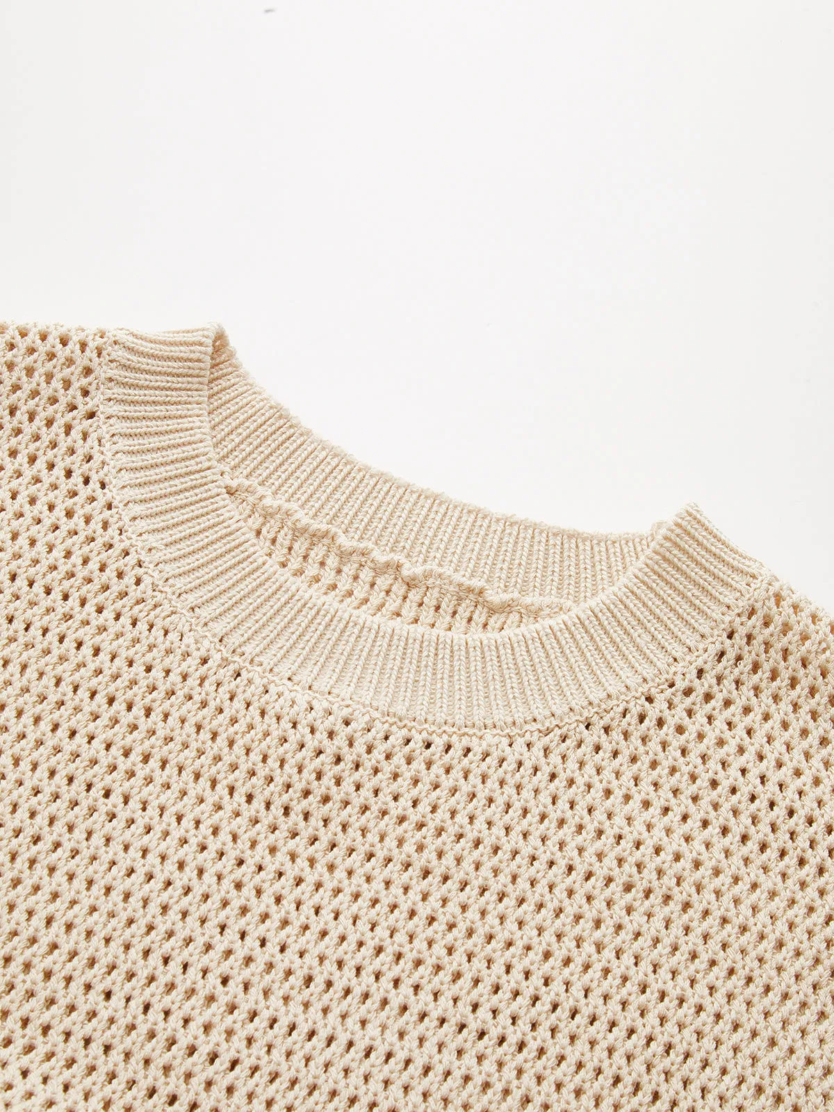 Open-Knit Cap Sleeve Sweater Top sold by COMMENSE product image thumbnail 4