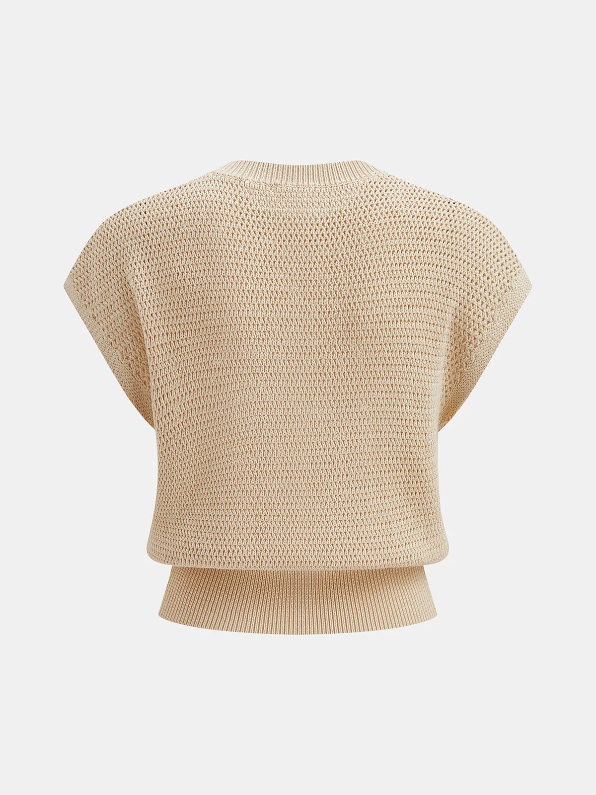 Open-Knit Cap Sleeve Sweater Top sold by COMMENSE product image thumbnail 2