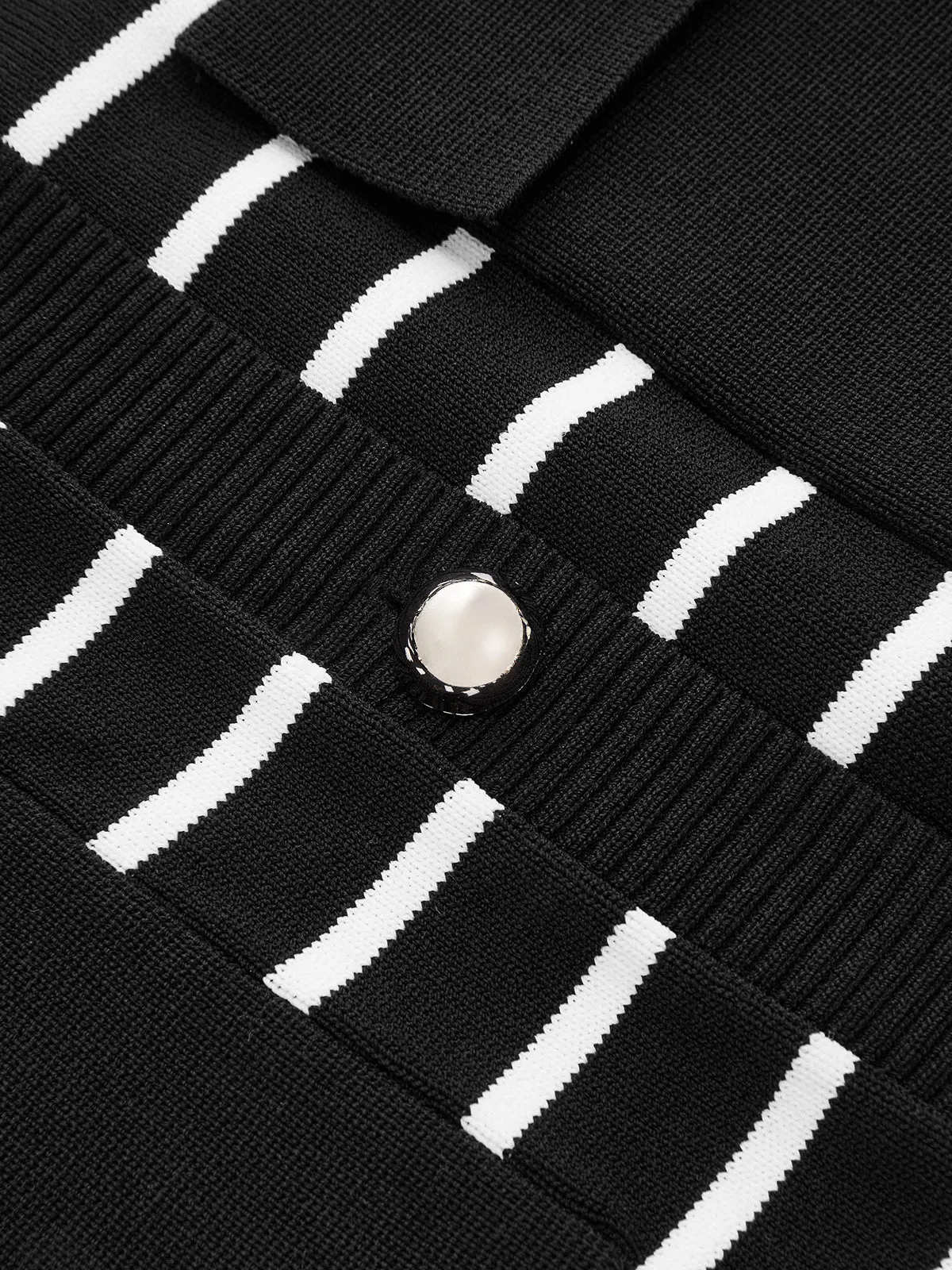 Striped Button-Front Sleeveless Knit Cardigan sold by COMMENSE product image thumbnail 4