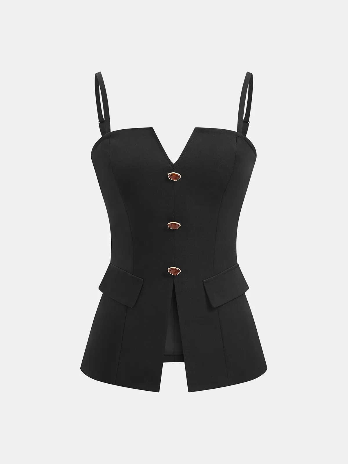 Buttoned Cami Top & Wide Leg Pants Set sold by COMMENSE product image thumbnail 2