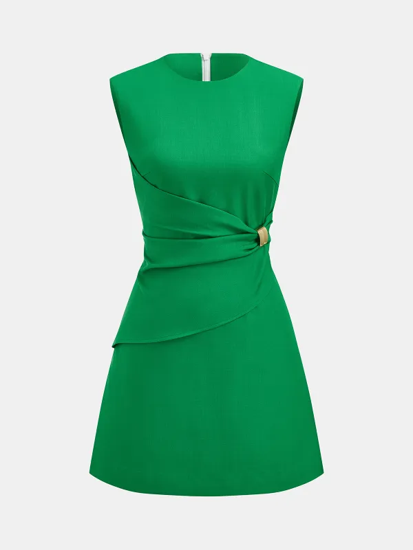 Sleeveless Buckle Waist Mini Dress made by COMMENSE