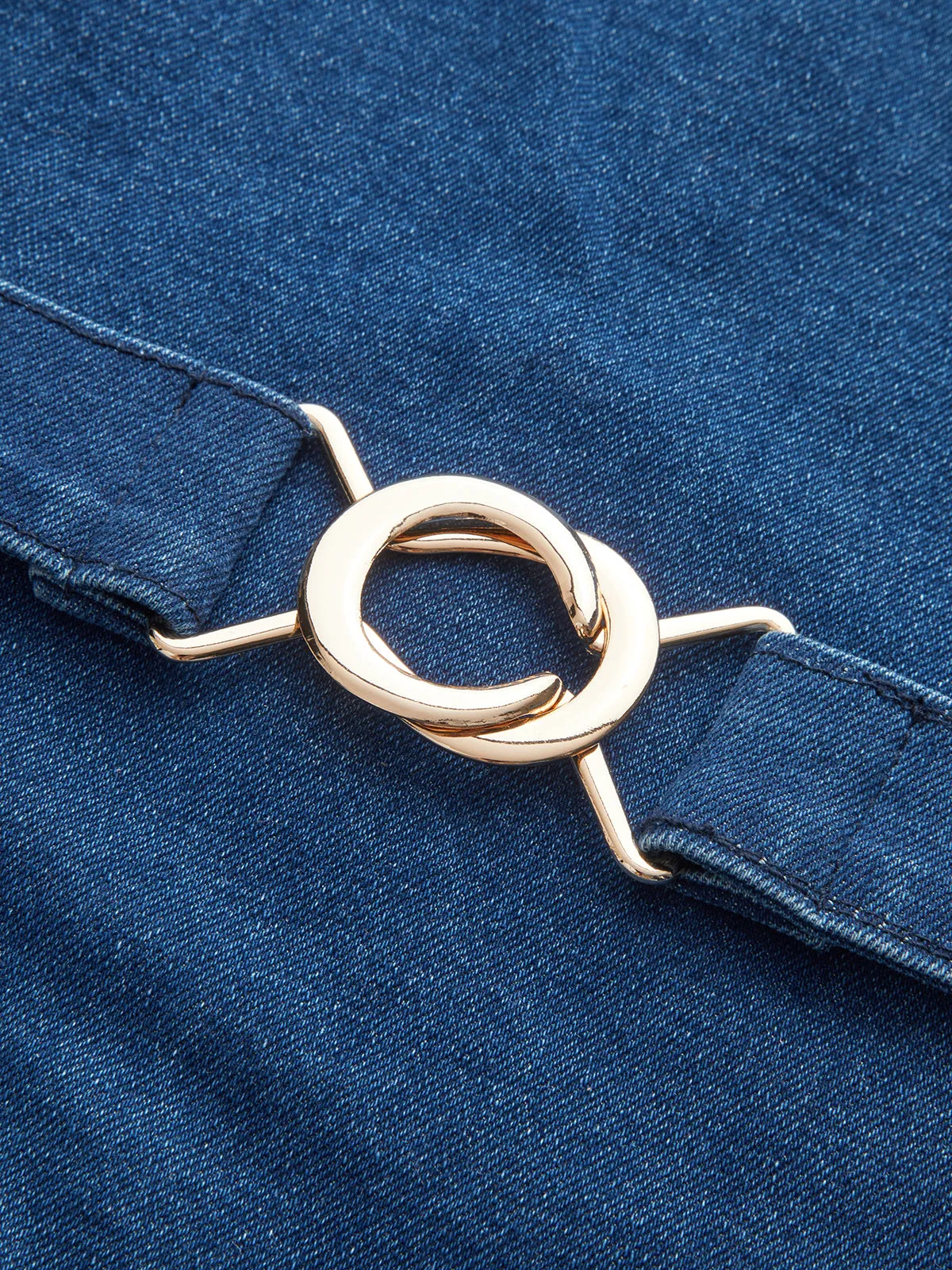 Belted Denim Cap Sleeve Mini Dress sold by COMMENSE product image thumbnail 4