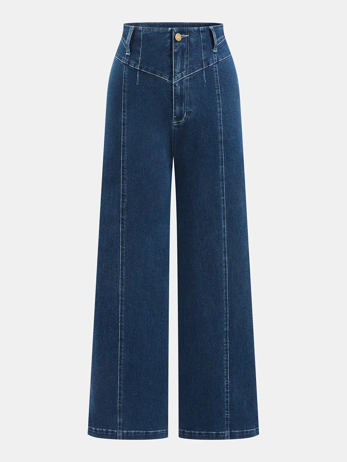 Mid-Waist Straight-Leg Denim Pants sold by COMMENSE