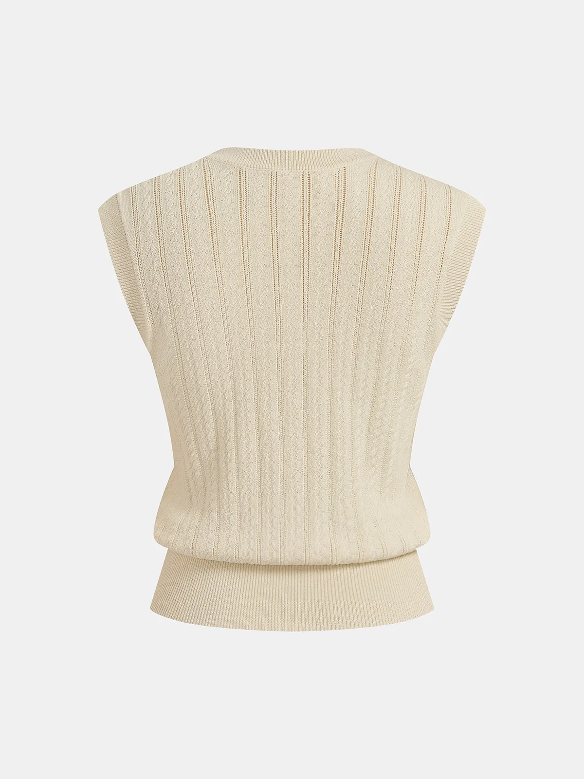 Cable Knit Sleeveless Henley Sweater Vest sold by COMMENSE product image thumbnail 3