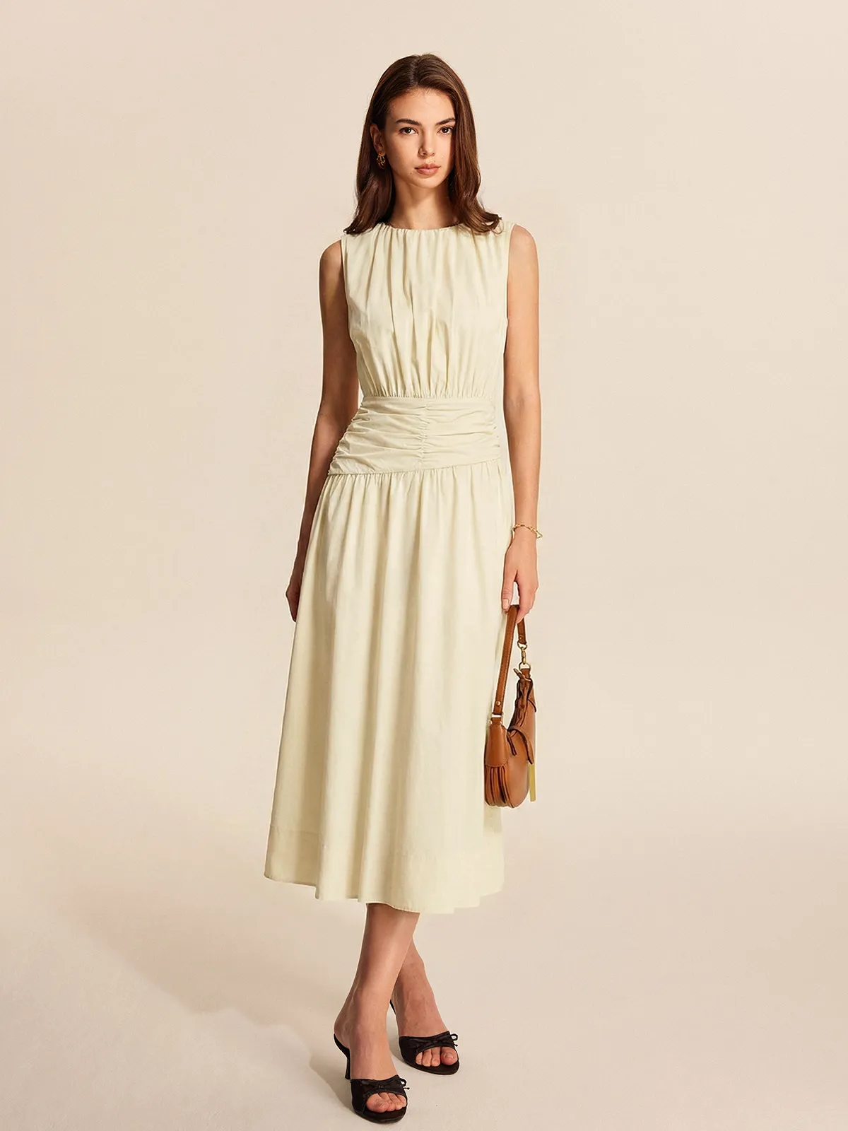Sleeveless Ruched Waist Midi Dress sold by COMMENSE