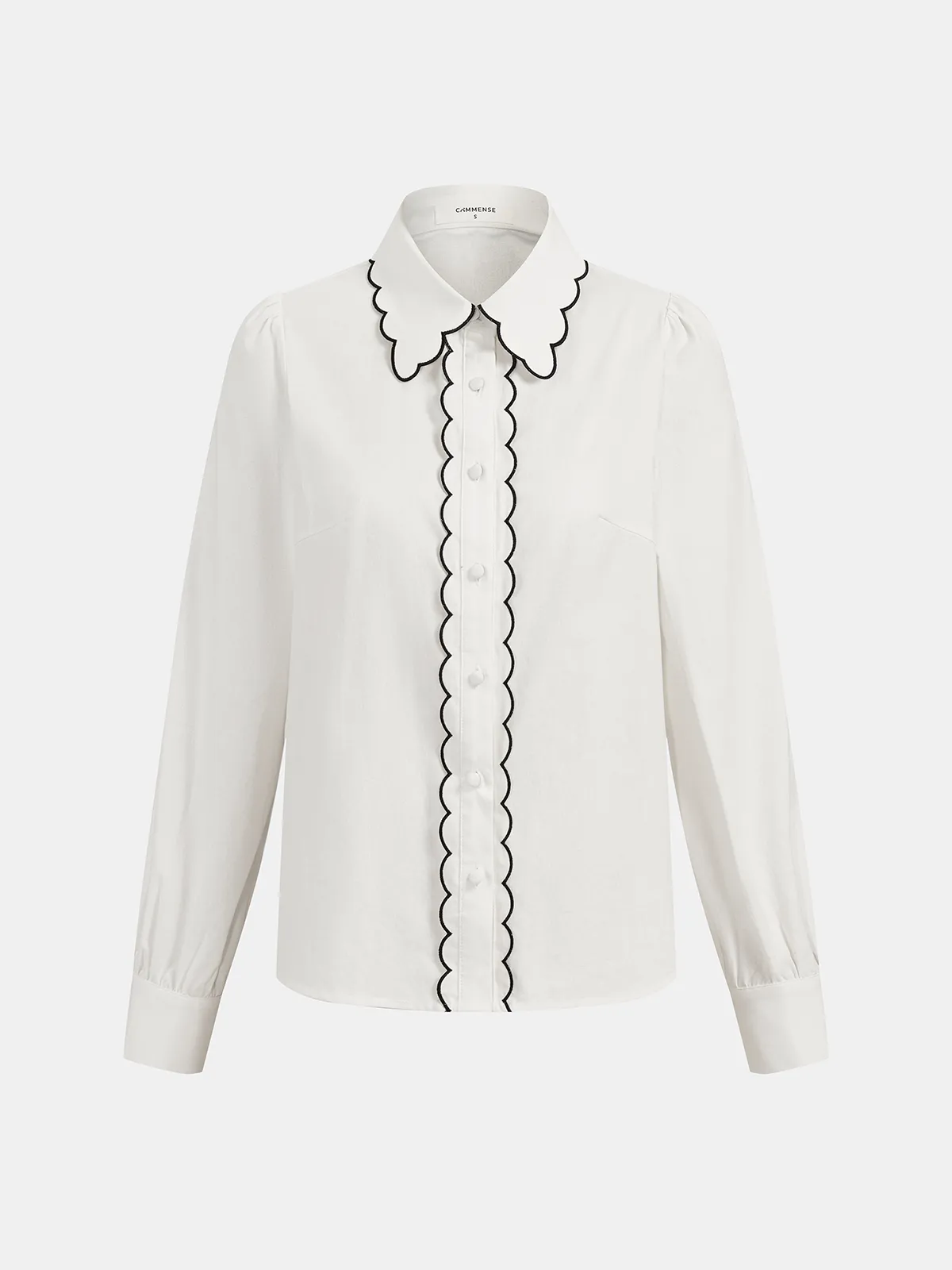 Cotton Scallop Trim Shirt & Shorts Set sold by COMMENSE product image thumbnail 3