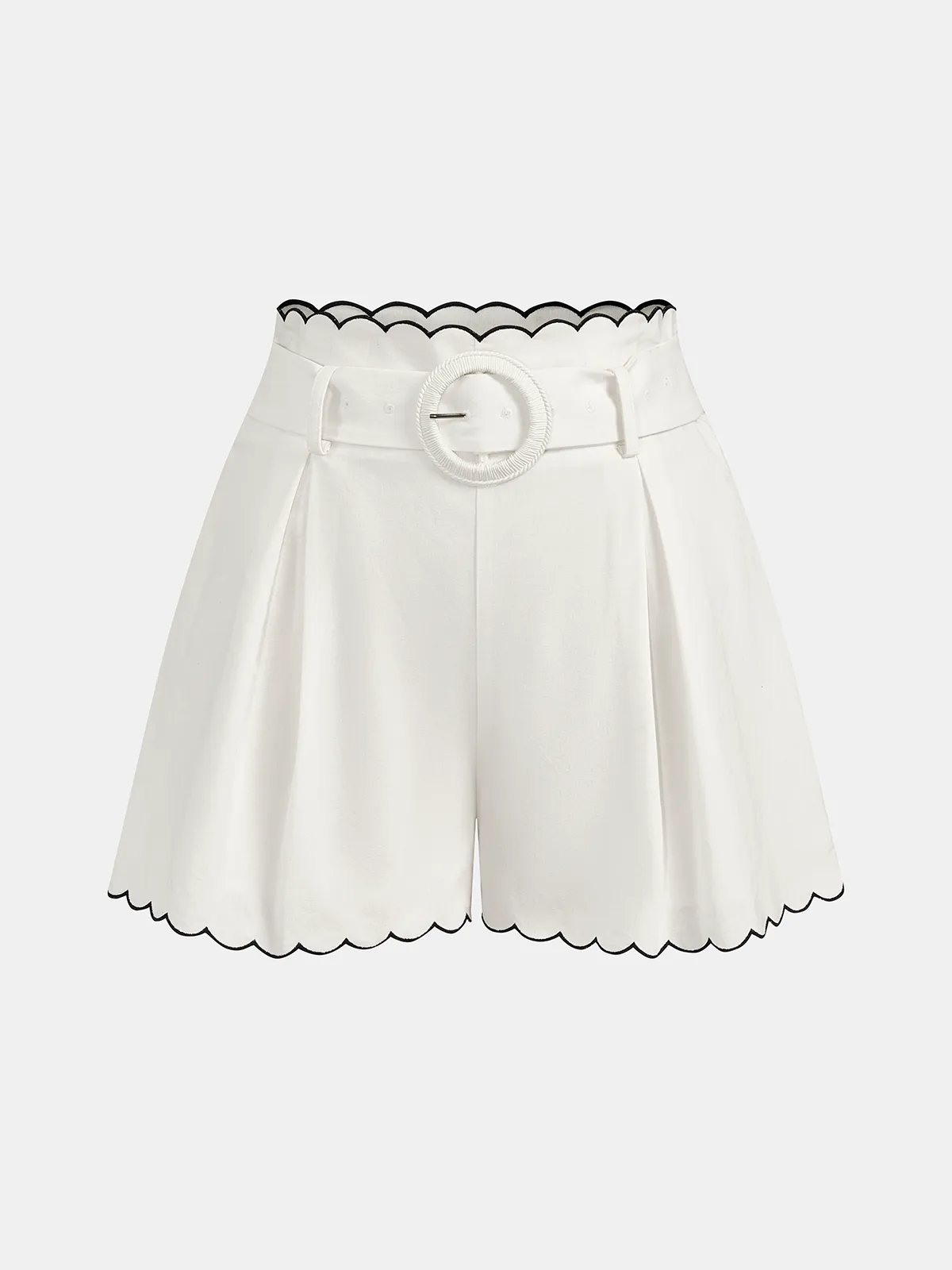 Cotton Scallop Trim Shirt & Shorts Set sold by COMMENSE product image thumbnail 5