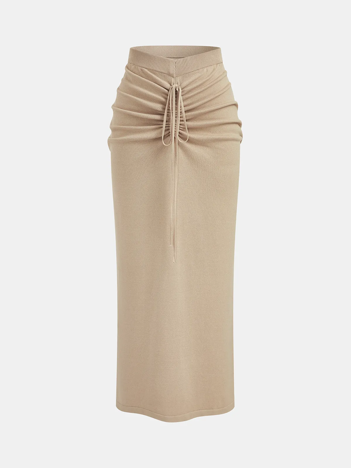 Buttoned Knit Vest & Ruched Midi Skirt Set sold by COMMENSE product image thumbnail 5
