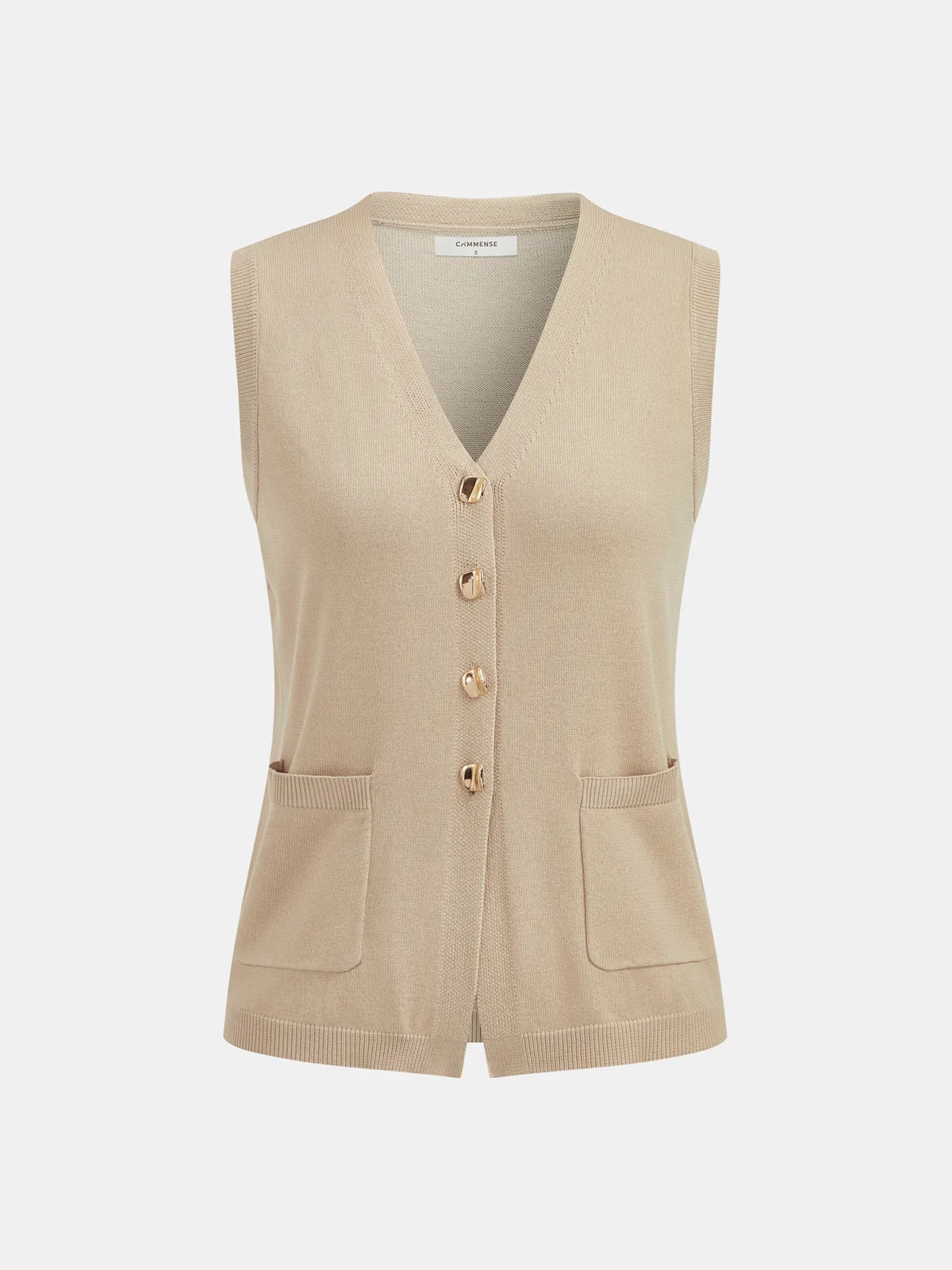 Buttoned Knit Vest & Ruched Midi Skirt Set sold by COMMENSE product image thumbnail 3