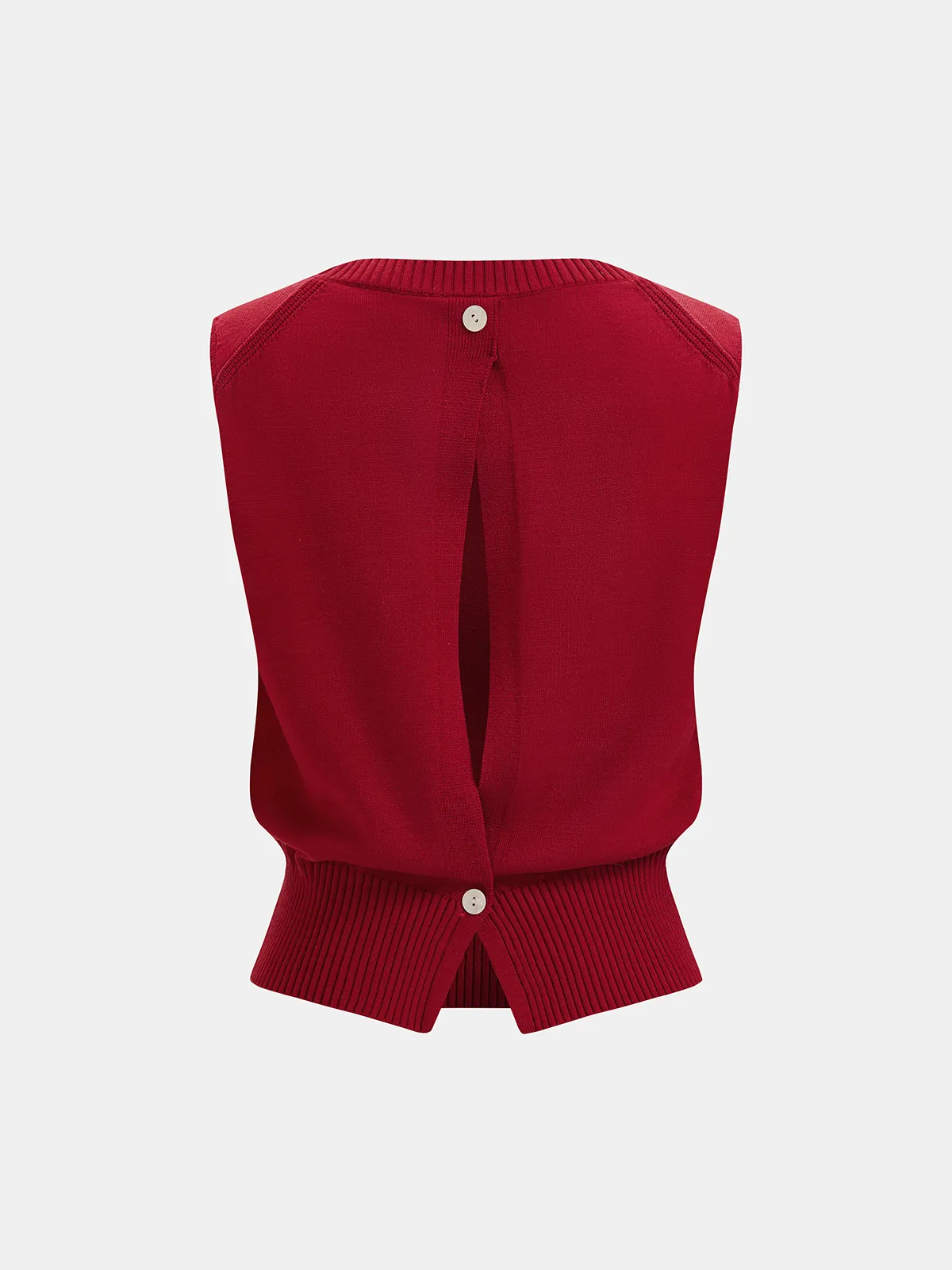Back Keyhole Button Detail Sleeveless Knit Top sold by COMMENSE product image thumbnail 3