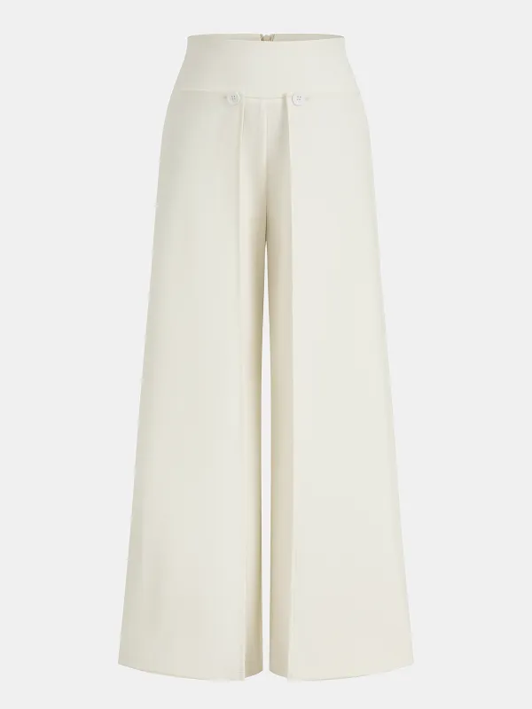 Overlap Detail Mid-Waist Pants sold by COMMENSE