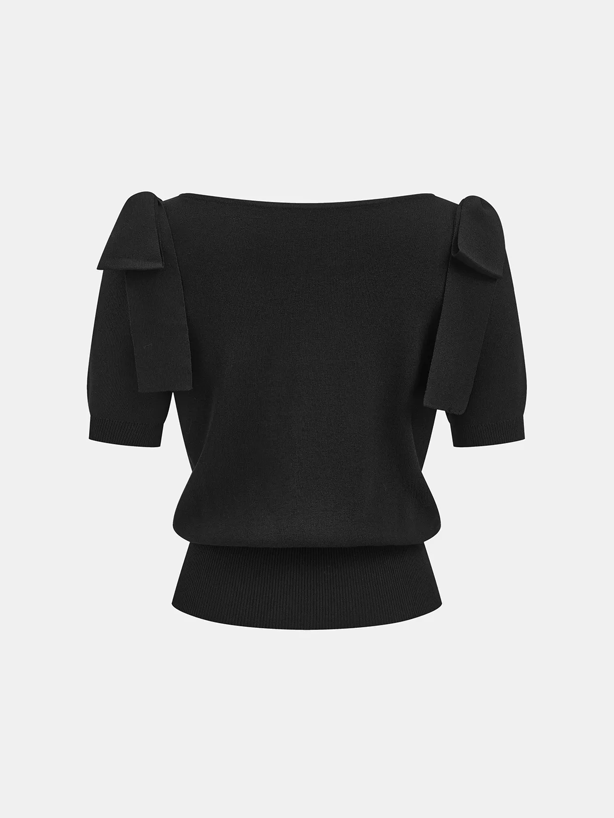 Bow Shoulder Short Sleeve Knit Sweater sold by COMMENSE product image thumbnail 2