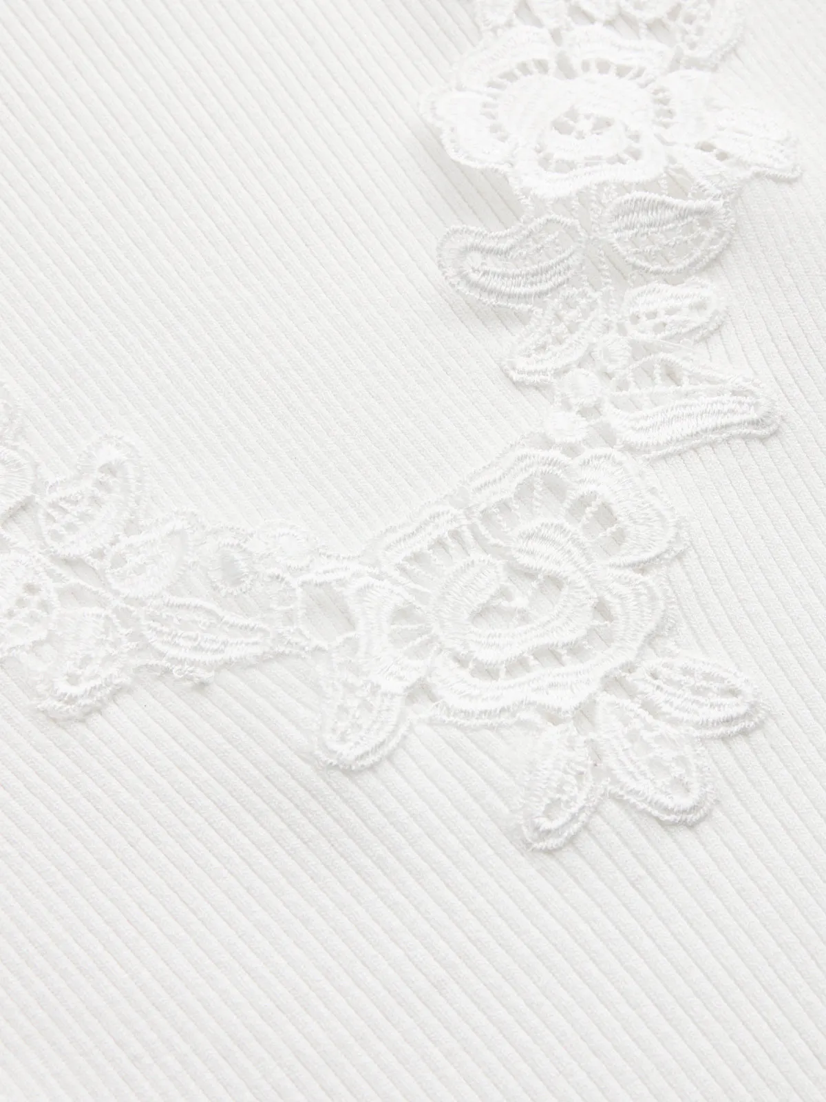 Ribbed Lace V Neck Short Sleeve Knit Top sold by COMMENSE product image thumbnail 4