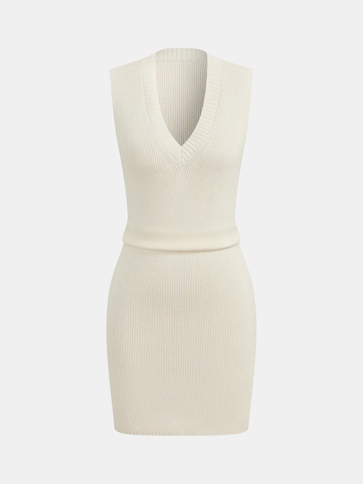 Sleeveless V Neck Bodycon Sweater Dress sold by COMMENSE