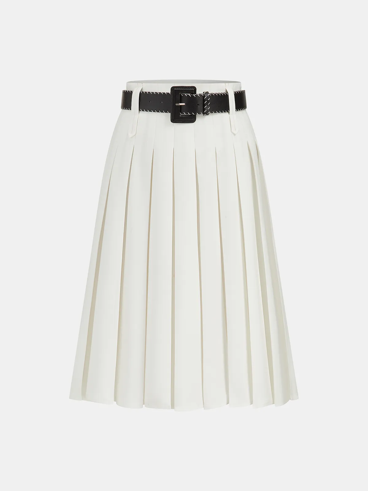 Belted Pleated Midi Skirt sold by COMMENSE