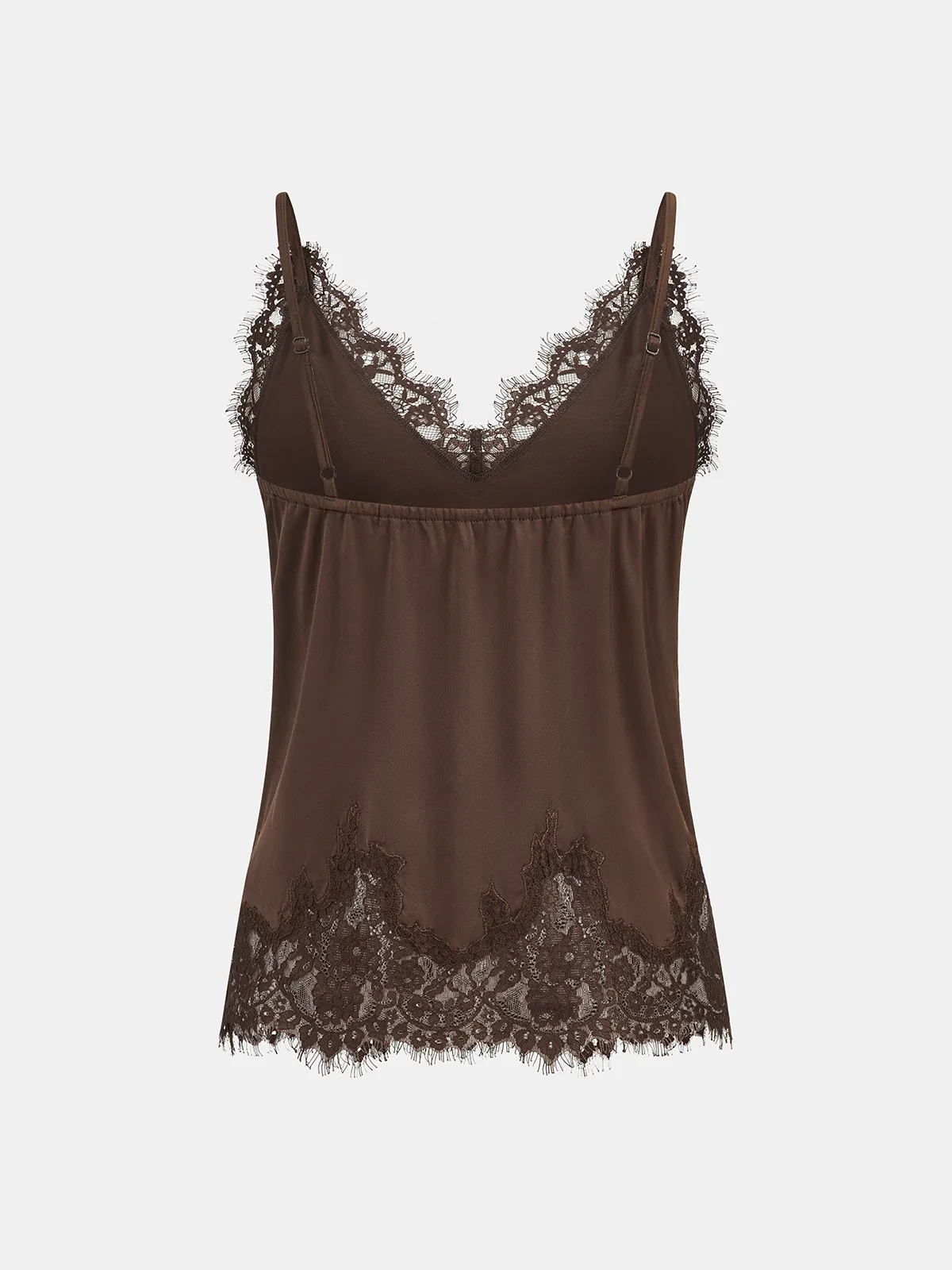 Lace Trim Satin V-Neck Cami Top sold by COMMENSE product image thumbnail 2