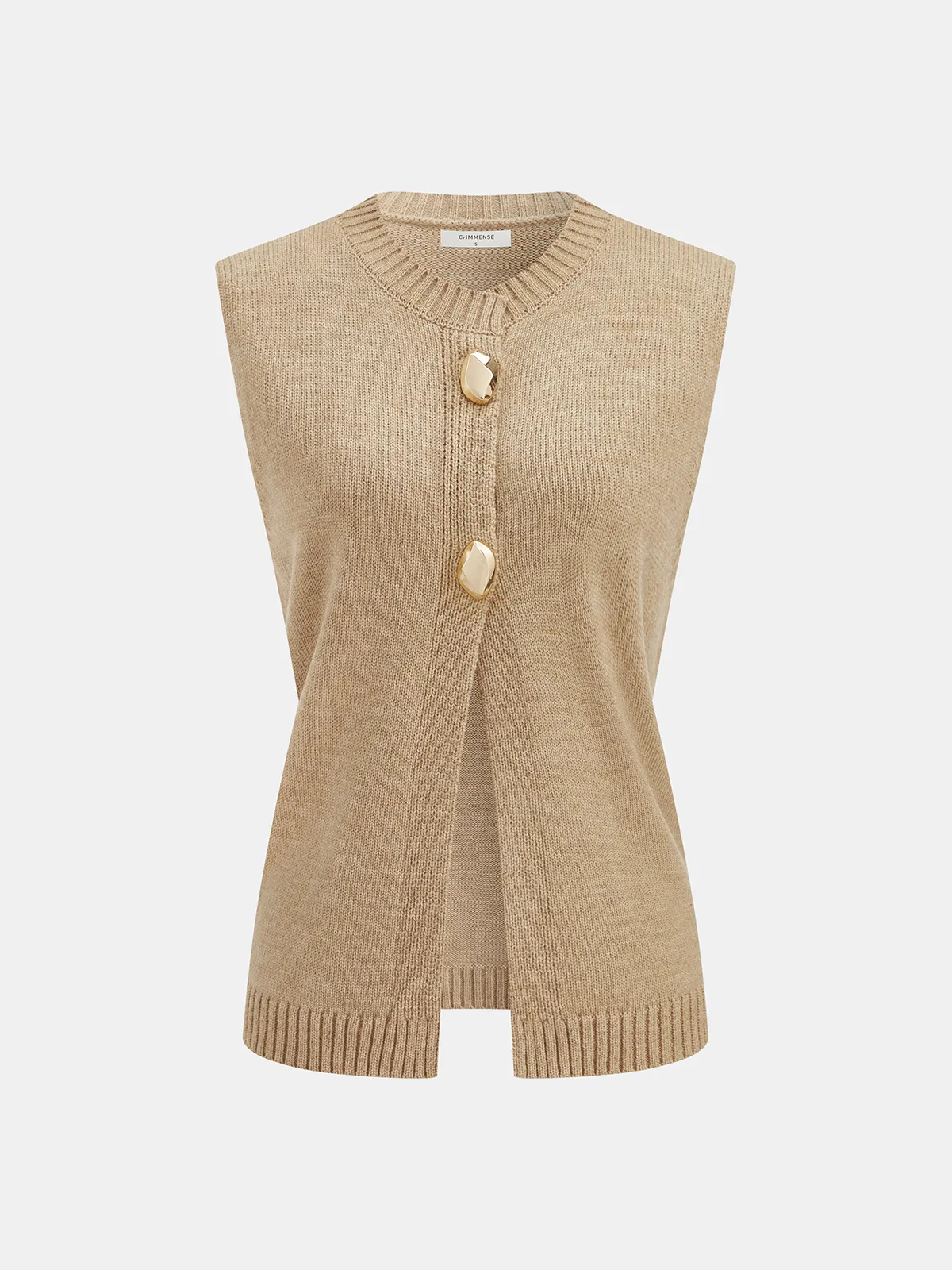 Metal Button Wool Blend Sweater Vest sold by COMMENSE product image thumbnail 2