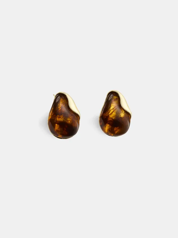 Tortoise Shell Teardrop Stud Earrings made by COMMENSE
