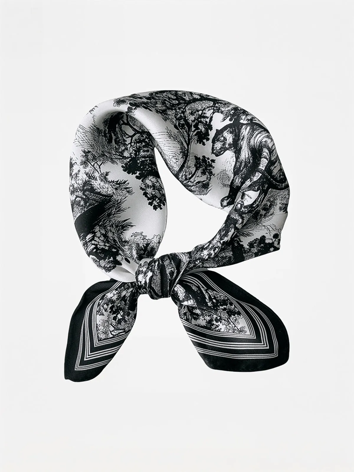 Jungle Animal Print Silk Scarf sold by COMMENSE