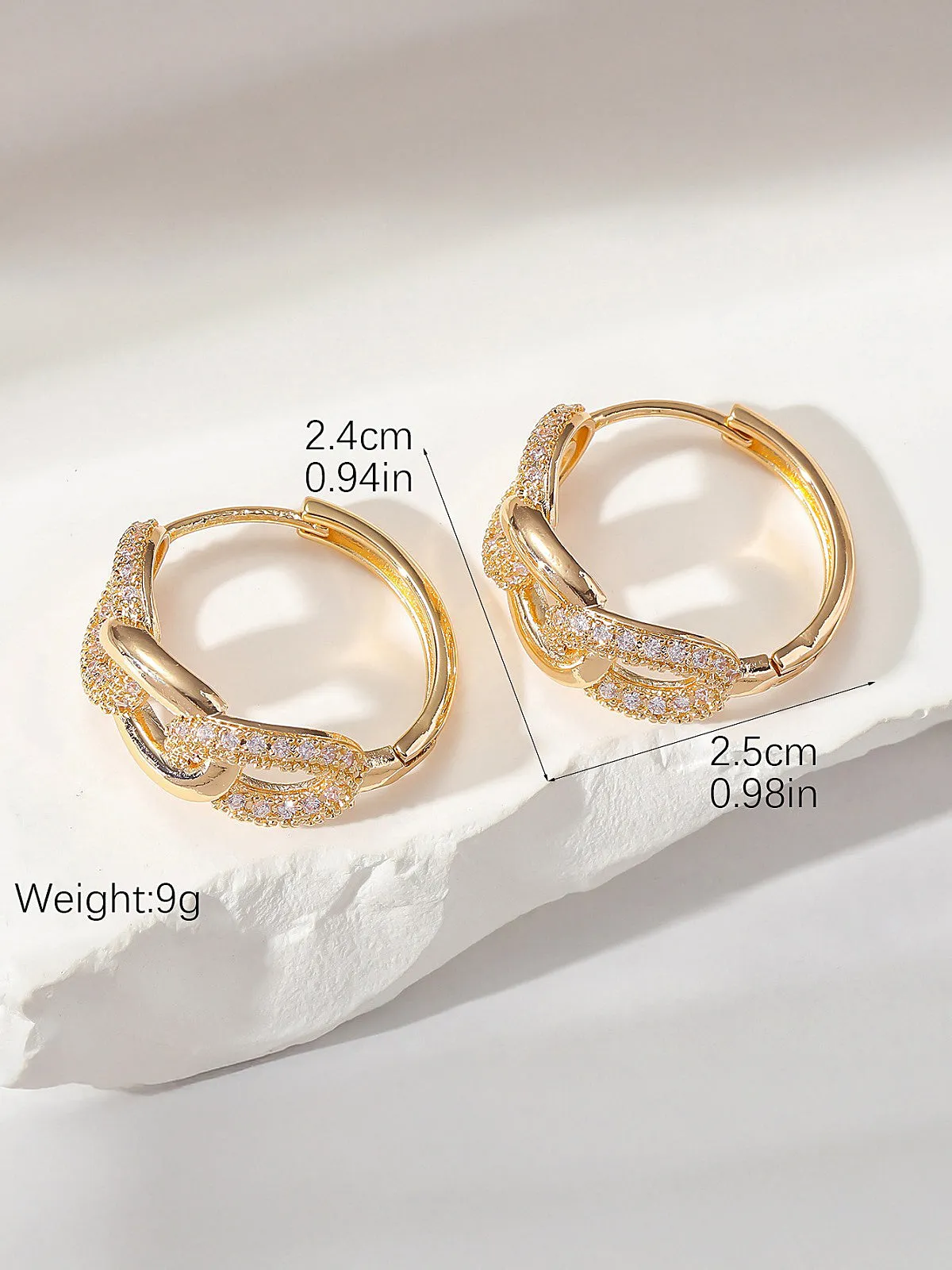 Interlocking Linked Zircon Hoop Earrings sold by COMMENSE product image thumbnail 3