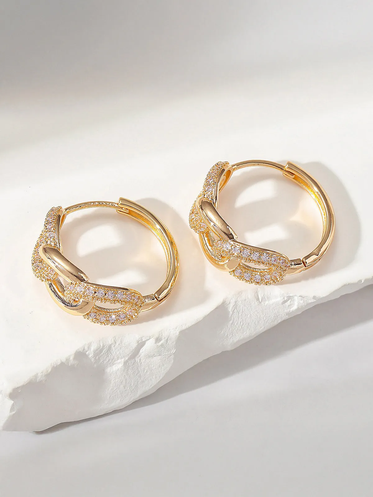 Interlocking Linked Zircon Hoop Earrings sold by COMMENSE