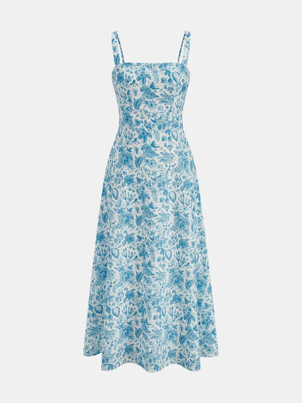 Floral Print Strappy Maxi Dress made by COMMENSE