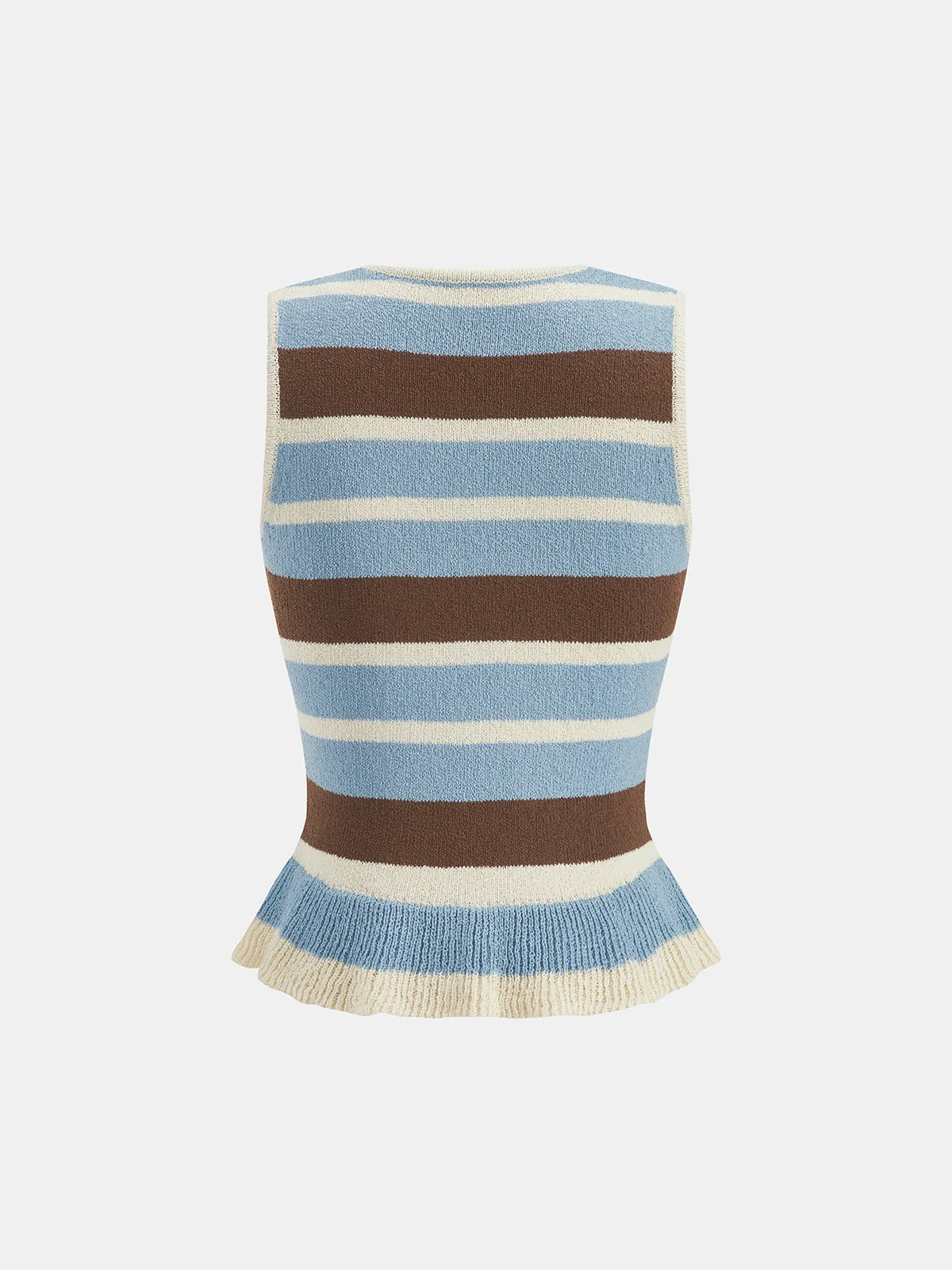 Striped Ruffle Hem Sleeveless Knit Top sold by COMMENSE product image thumbnail 2