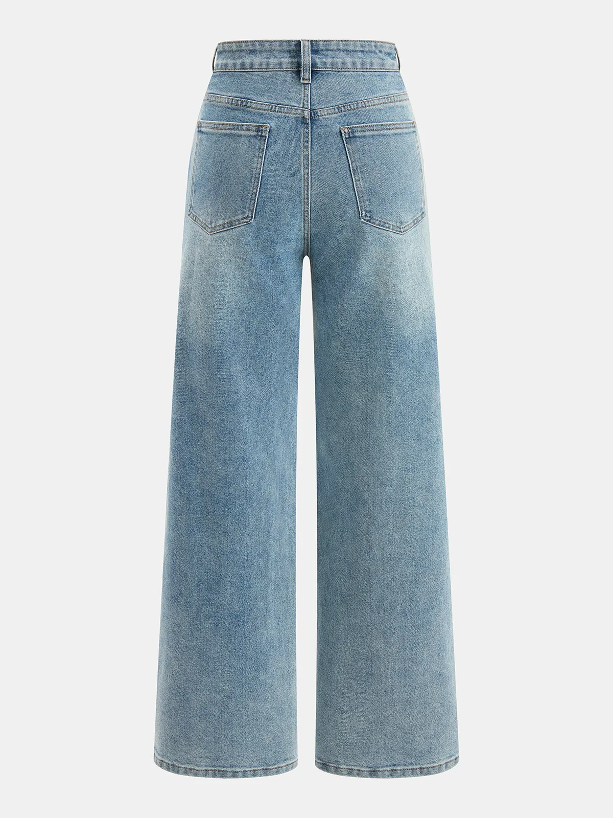 Asymmetric Mid-Waist Straight-Leg Jeans sold by COMMENSE product image thumbnail 2