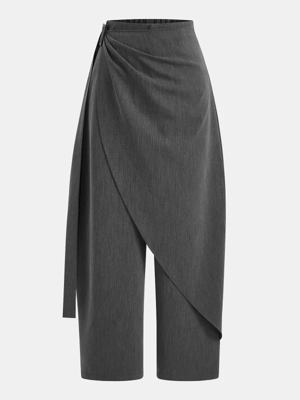 Asymmetric Wrap Wide-Leg Pants sold by COMMENSE