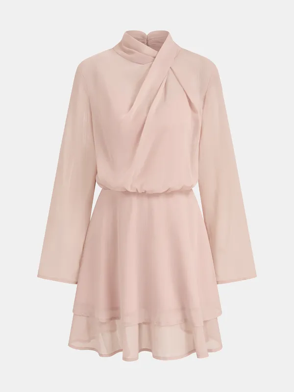 Semi-Sheer Chiffon Long-Sleeve Mini Dress sold by COMMENSE