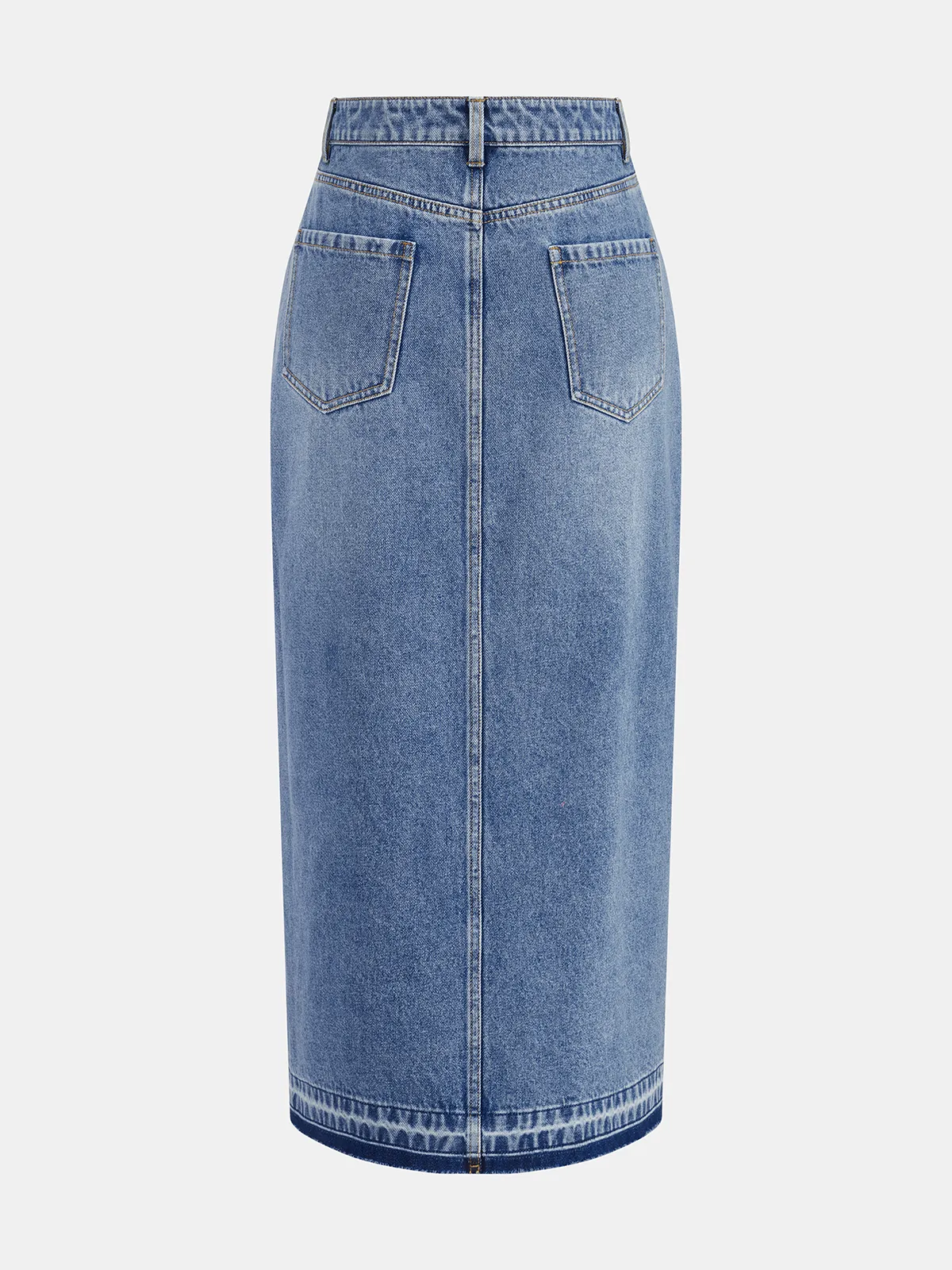 Denim Asymmetric Slit Midi Skirt sold by COMMENSE product image thumbnail 2