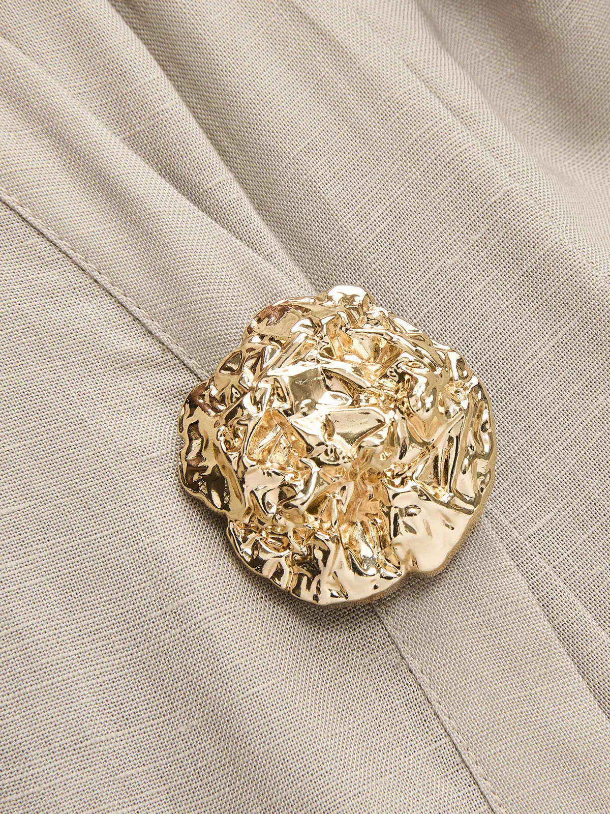 Linen Blend Balloon Sleeve Wrap Blouse sold by COMMENSE product image thumbnail 4