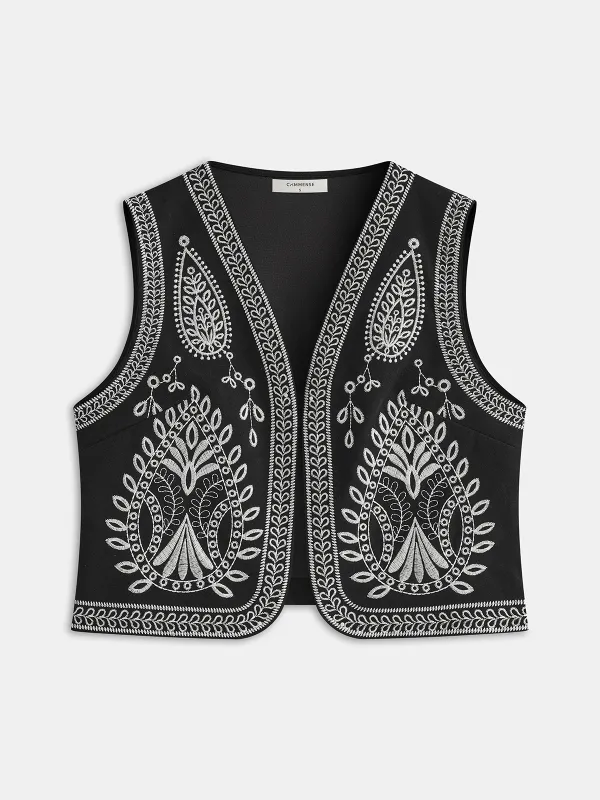 Paisley Embroidery Vest made by COMMENSE