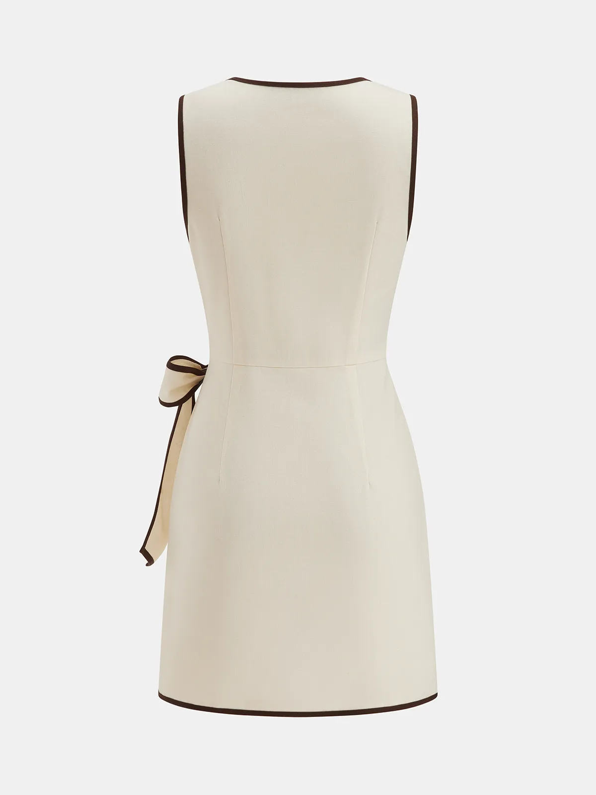 Linen-Blend Contrast Trim Wrap Dress sold by COMMENSE product image thumbnail 2