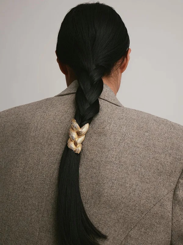 Braided Metal Textured Hair Tie made by COMMENSE