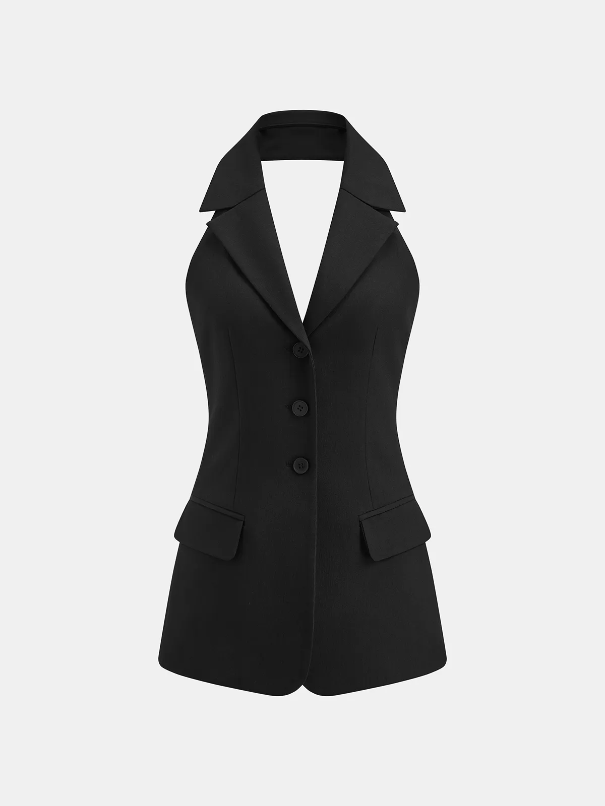 Halter Blazer Vest & Sheer Pleated Maxi Skirt sold by COMMENSE product image thumbnail 3