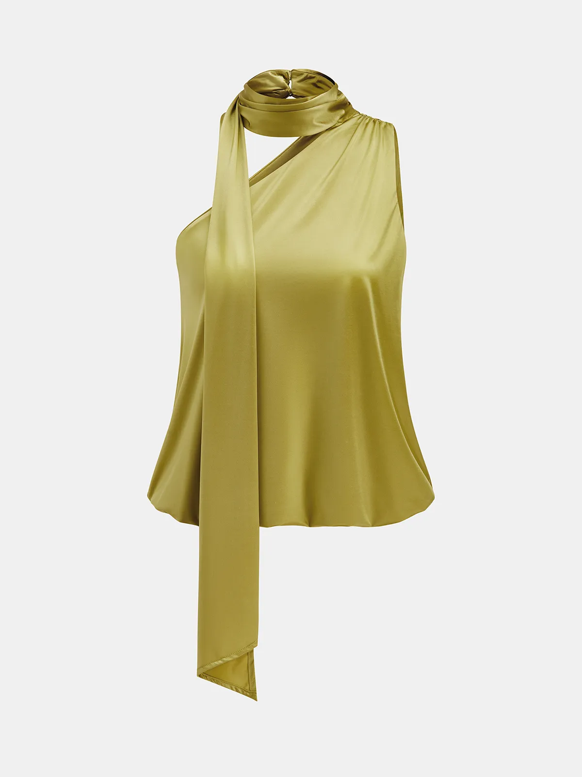 Tie-Neck One-Shoulder Satin Top sold by COMMENSE product image thumbnail 2