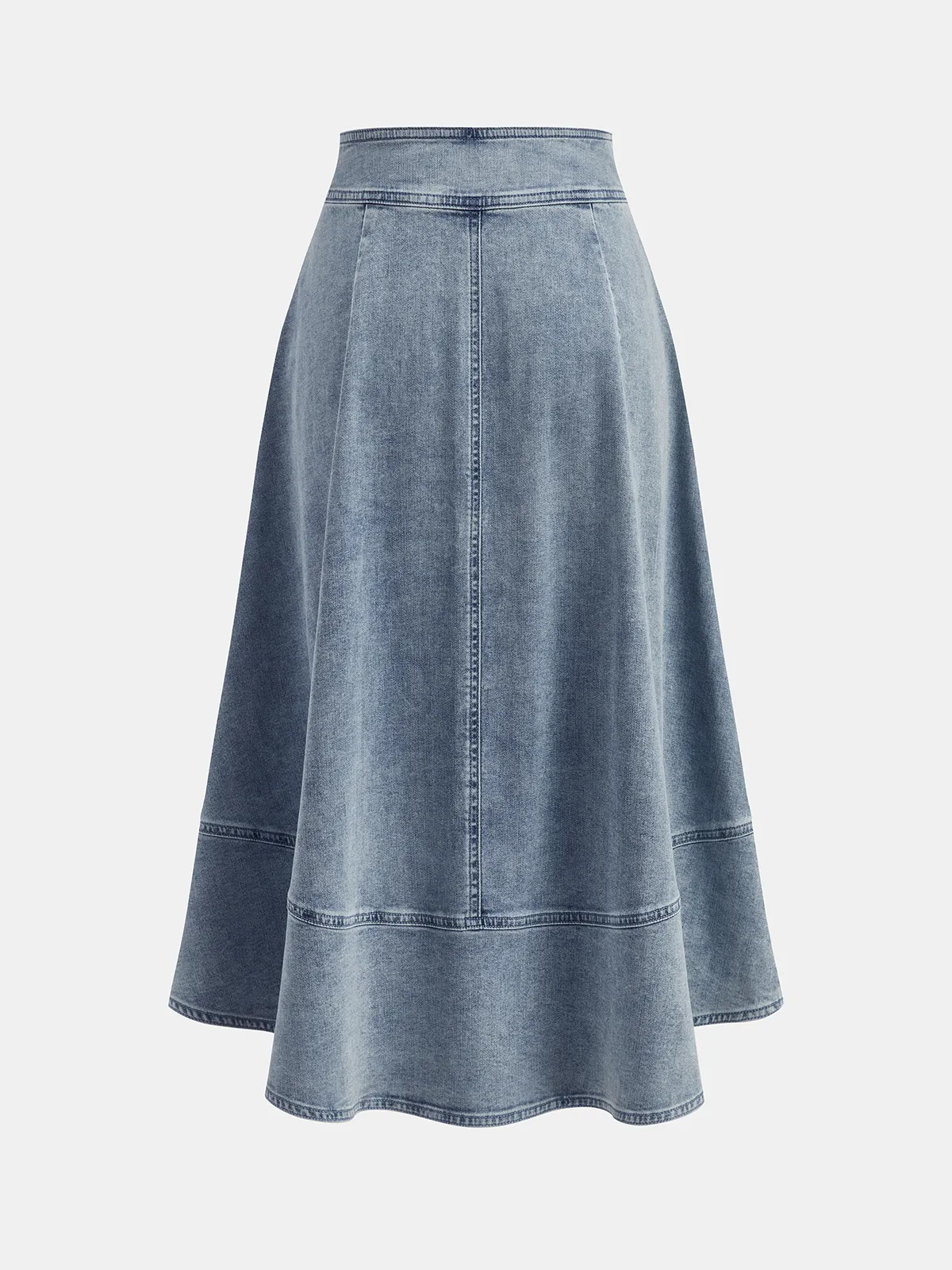 High Waisted Buttoned Flared Denim Skirt sold by COMMENSE product image thumbnail 2