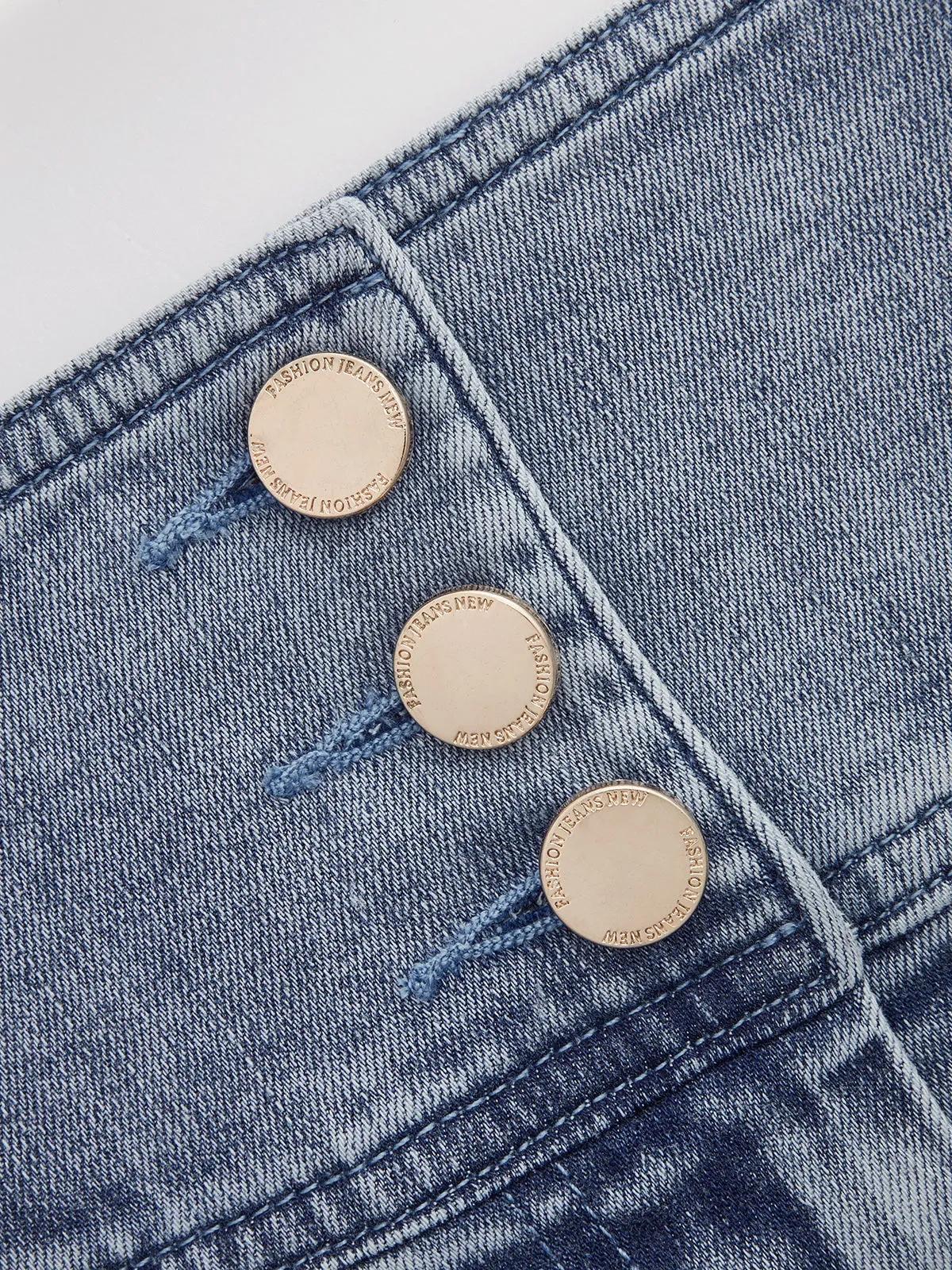 High Waisted Buttoned Flared Denim Skirt sold by COMMENSE product image thumbnail 4