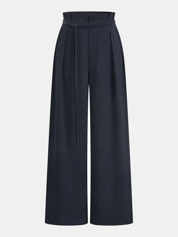 Satin Paperbag Waist Wide Leg Pants sold by COMMENSE