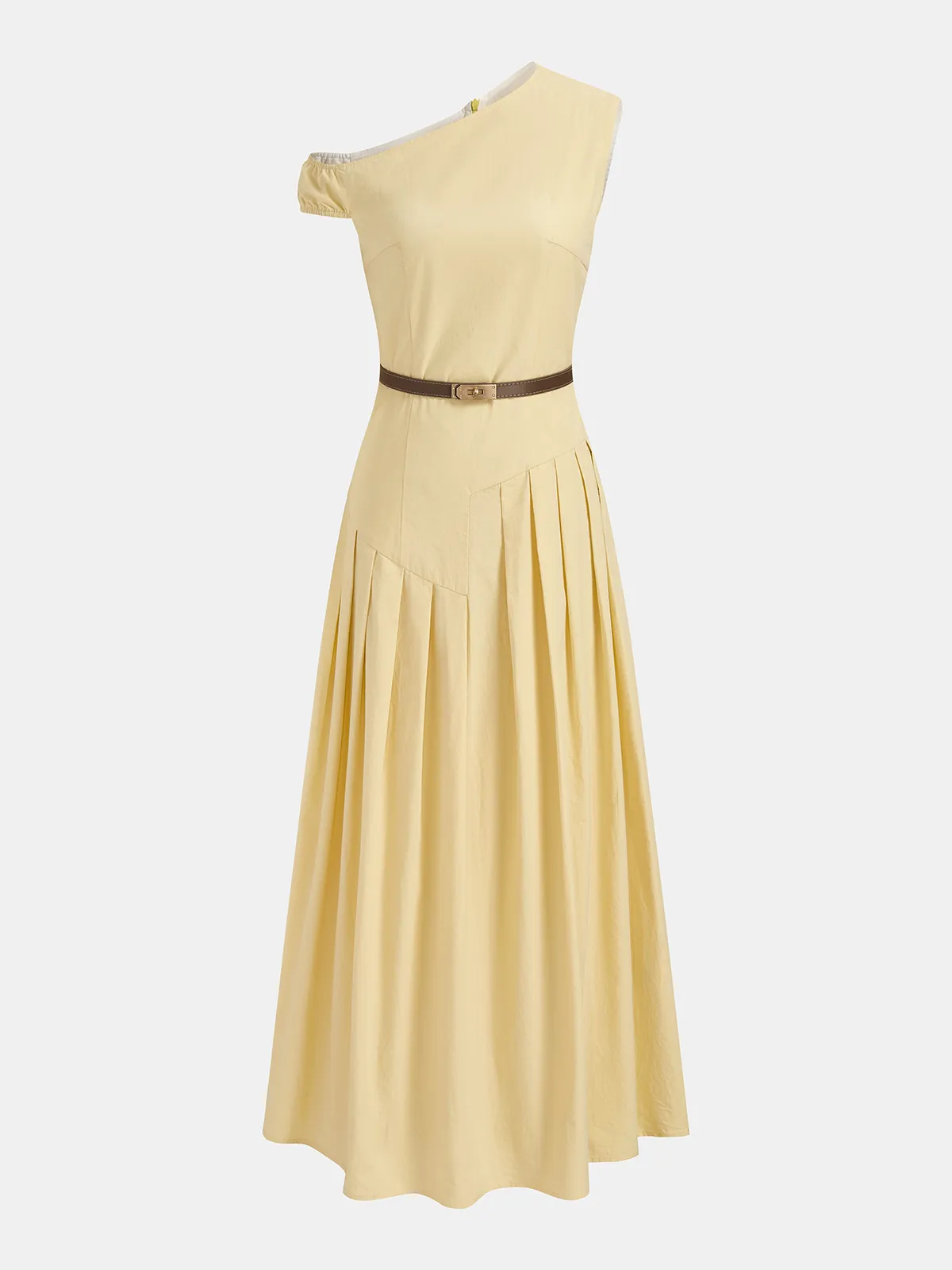 Cotton One-Shoulder Belted Maxi Dress sold by COMMENSE product image thumbnail 2