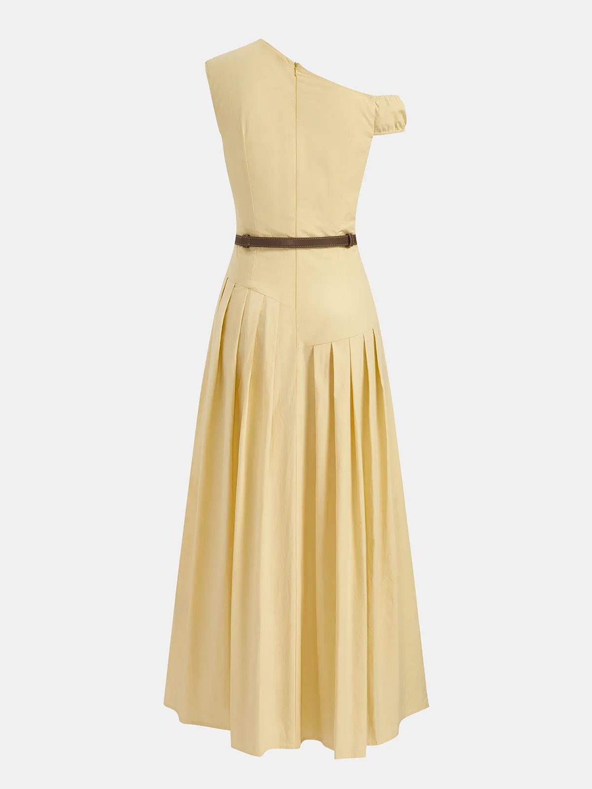 Cotton One-Shoulder Belted Maxi Dress sold by COMMENSE product image thumbnail 3