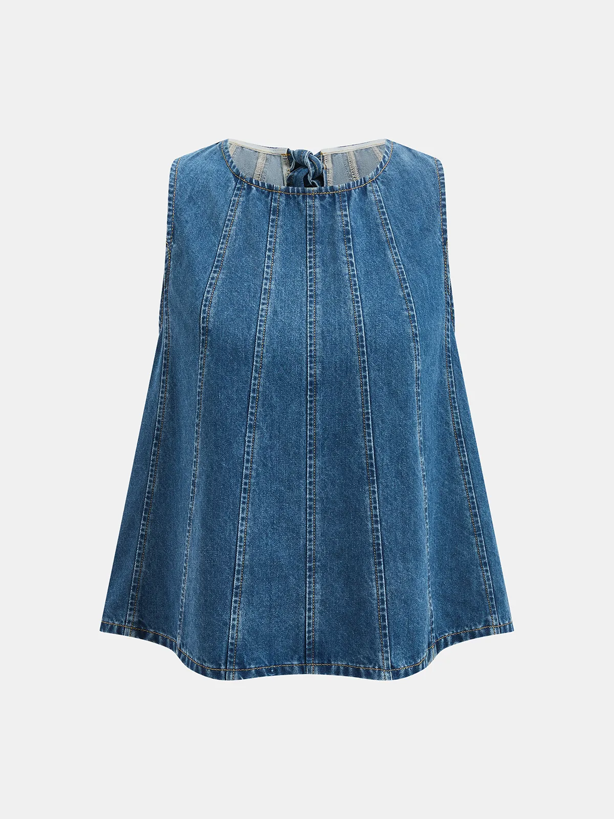 Tie-Back Denim Sleeveless Top & Shorts Set sold by COMMENSE product image thumbnail 3