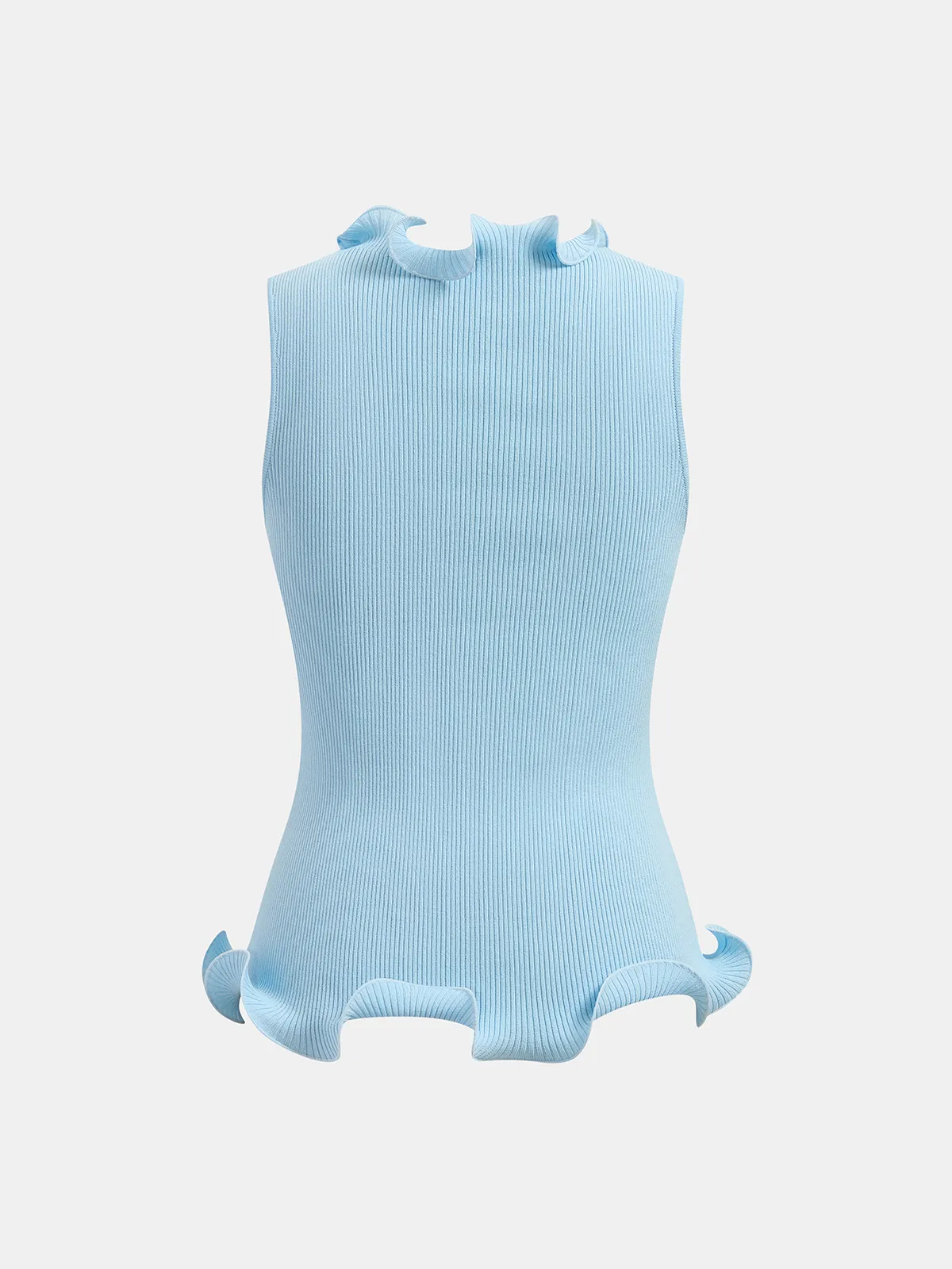 Sleeveless Ruffled Ribbed Knit Top sold by COMMENSE product image thumbnail 2