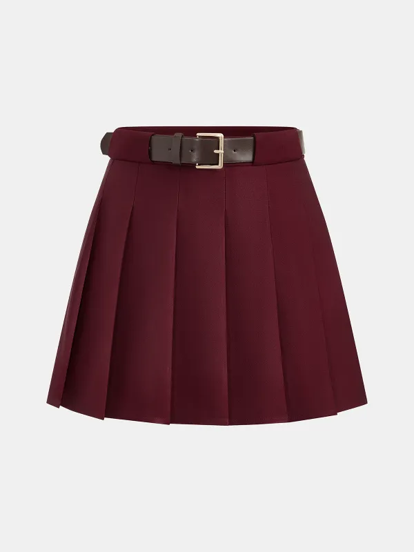 Belted Pleated Mini Skirt made by COMMENSE