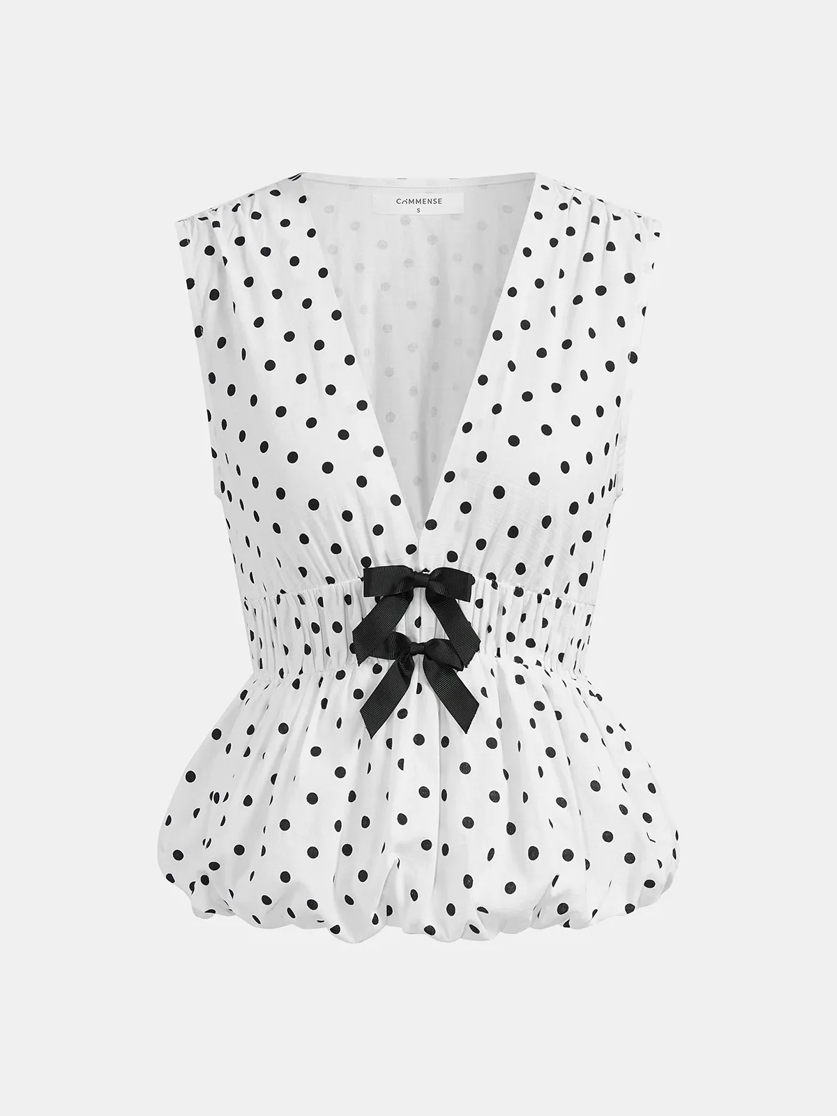 Polka Dot Bow Sleeveless Peplum Top sold by COMMENSE product image thumbnail 2