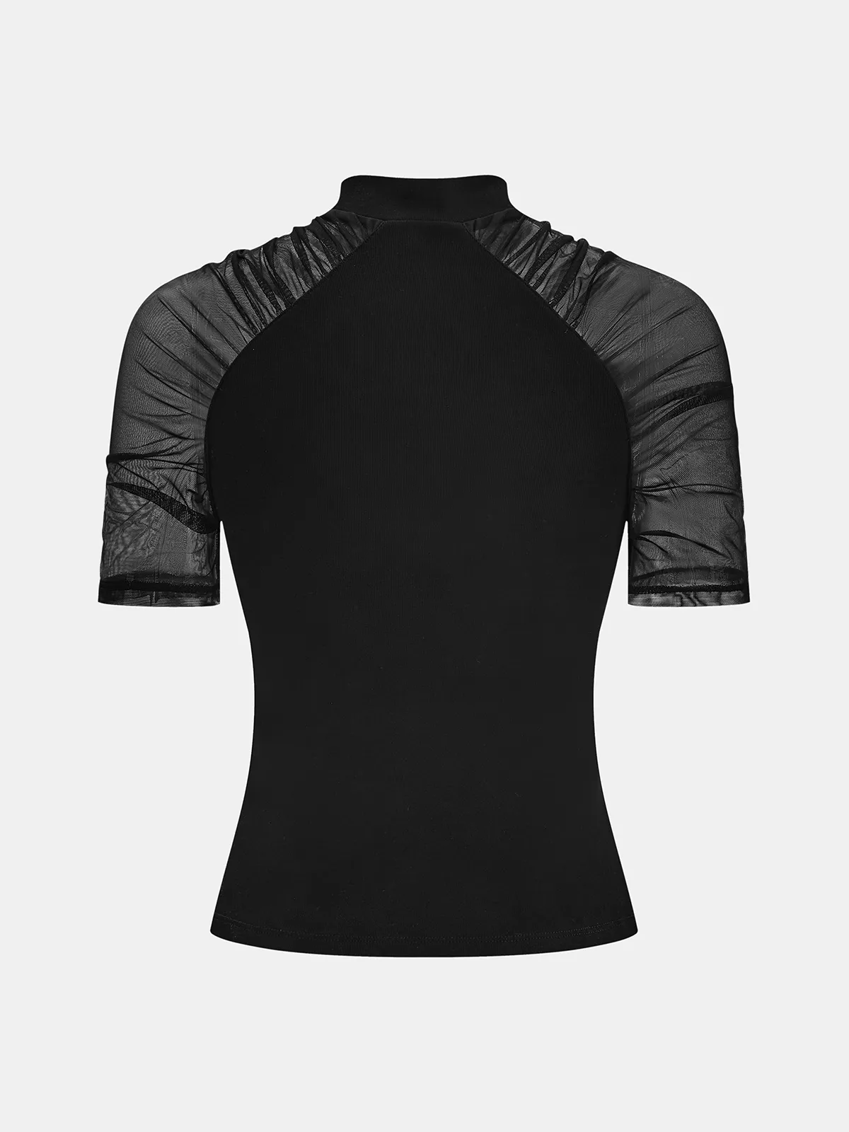Mock Neck Mesh Sleeve Knit Top sold by COMMENSE product image thumbnail 3