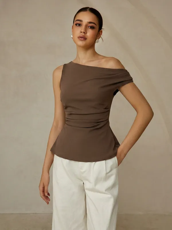 Off Shoulder Ruched Top sold by COMMENSE